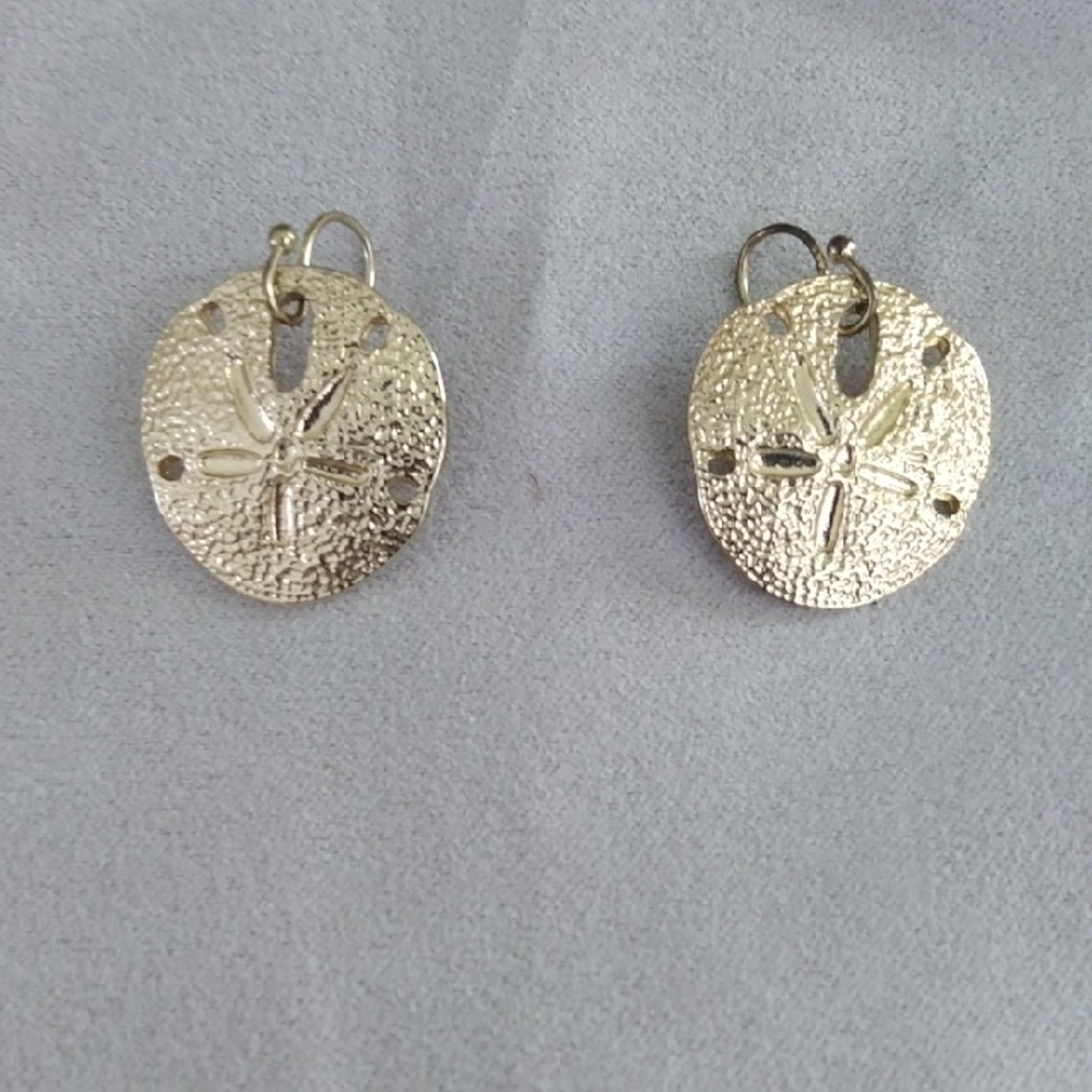 Gold Tone Sand Dollar Earrings